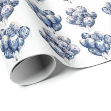 Delft Blue Balloons Wrapping Paper