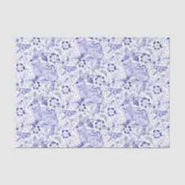 Delft Blue Bunny Rabbit Birds Elegant Chinoiserie Tissue Paper