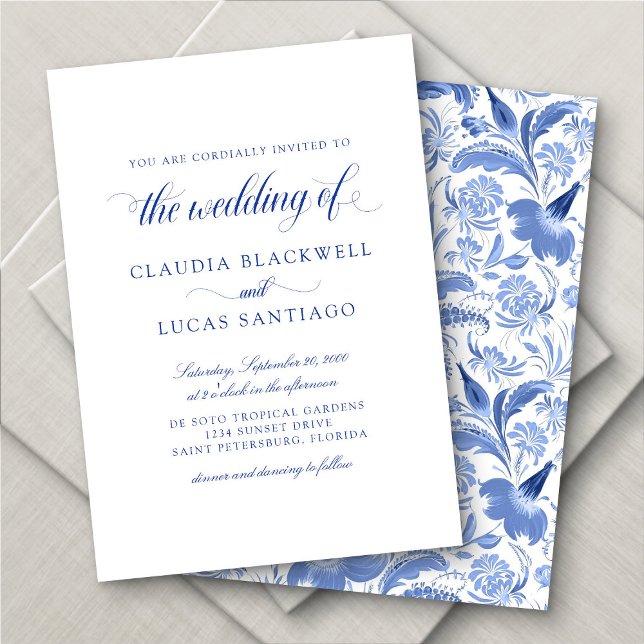 Delft Blue Chinoiserie Vintage Wedding Invitation (Creator Uploaded)