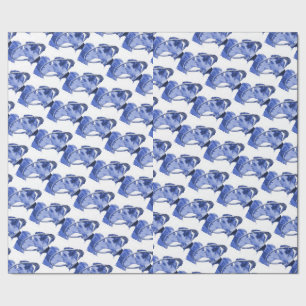 Delft Blue Engagement Ring Tile Designs Wrapping Paper