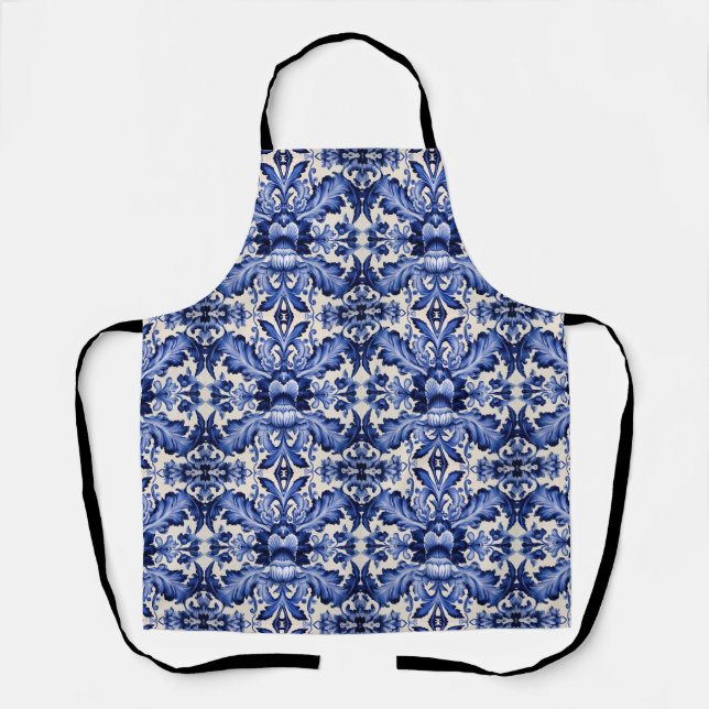 Delft Blue Flower Art  Apron (Front)