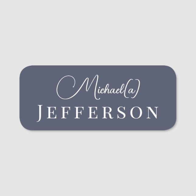 Delft Blue Handwritten Professional Modern Name Tag (Front)