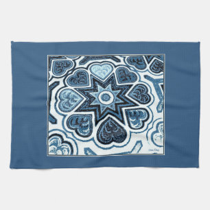 Delft Blue Hearts Kitchen Towel