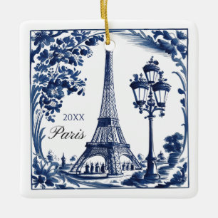 Delft Blue Paris Eiffel Tower Ceramic Ornament