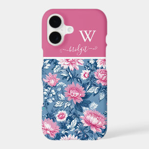 delft blue & pink Vintage Modern Floral