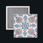 Delft Blue Red Cornflower Tile Art Magnet<br><div class="desc">An elegant,  vintage floral design in blue,  red and white of cornflowers reproduced from an antique handpainted Delft poly tile.</div>