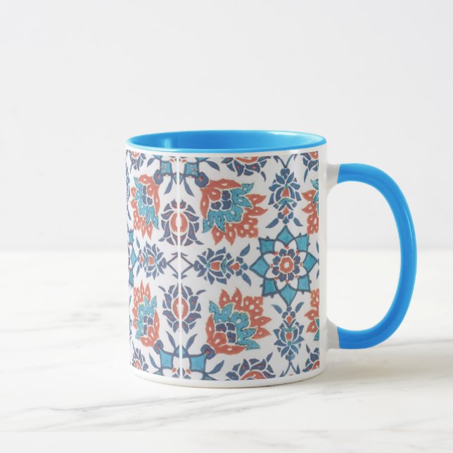 Delft Blue Red Pattern Art Coffee Mug (Right)