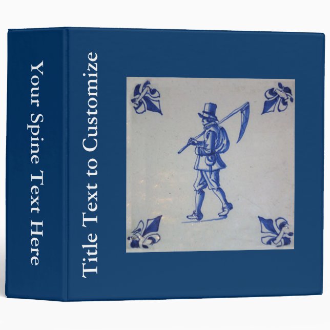 Delft Blue Tile - Mower Carrying Scythe or Sickle Binder (Front/Spine)