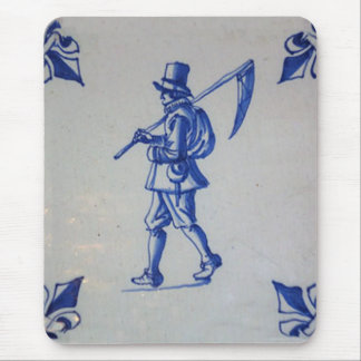 Delft Blue Tile - Mower Carrying Scythe or Sickle Mouse Pad
