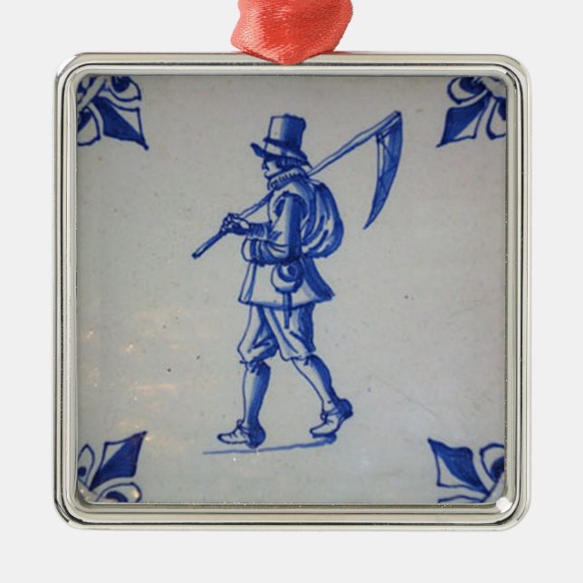 Delft Blue Tile - Template Metal Ornament (Front)