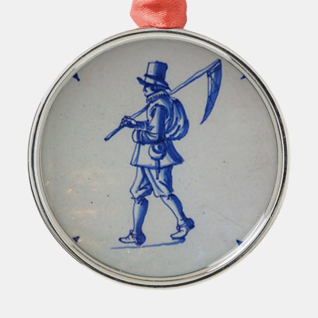 Delft Blue Tile - Template Metal Ornament (Front)