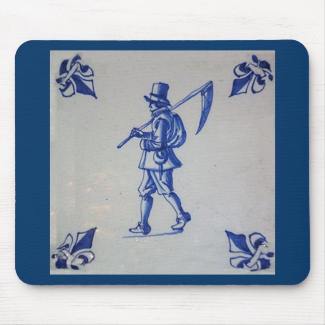 Delft Blue Tile - Template Mouse Pad (Front)