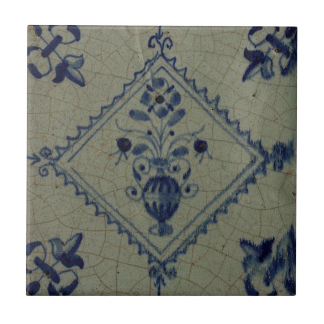 Delft Blue Tile - Vase with Flowers and Bouquet (Front)