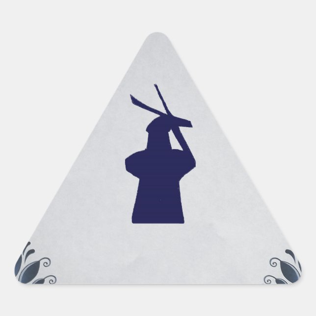 Delft blue tile windmill 'de Roos' in Delft Triangle Sticker (Front)