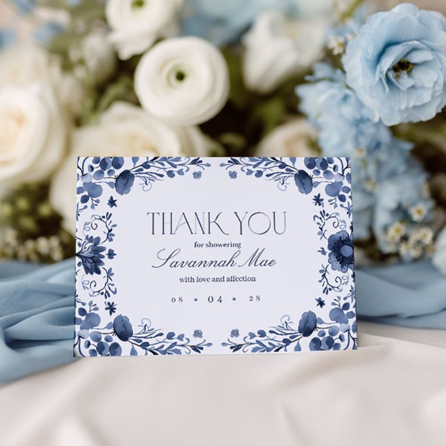 Delft Blue Toile Thank You Card | Custom Message (Creator Uploaded)