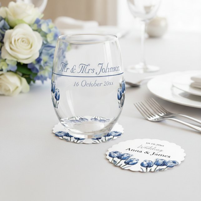 Delft Blue Tulip, custom  Paper Coaster (Creator Uploaded)
