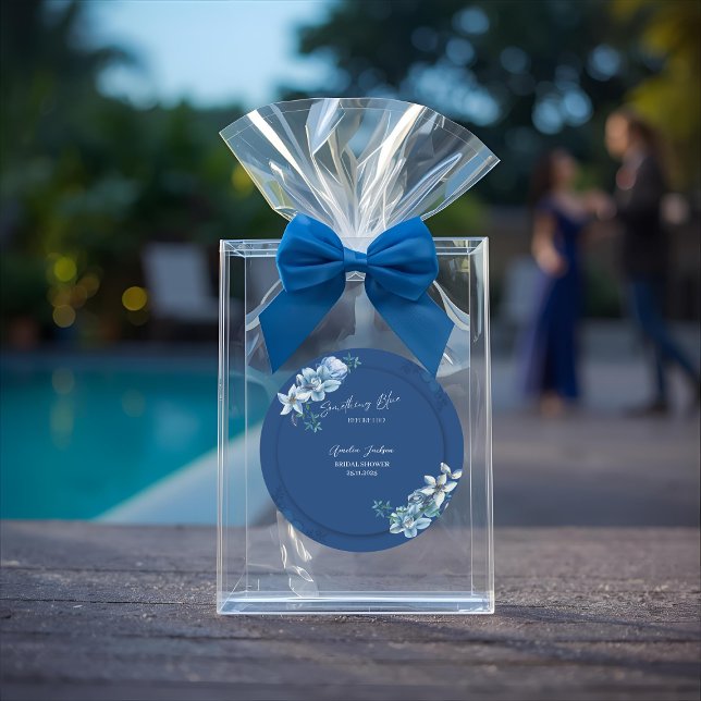 Delft Blue White Chinoiserie Floral Bridal Shower  Classic Round Sticker (Creator Uploaded)