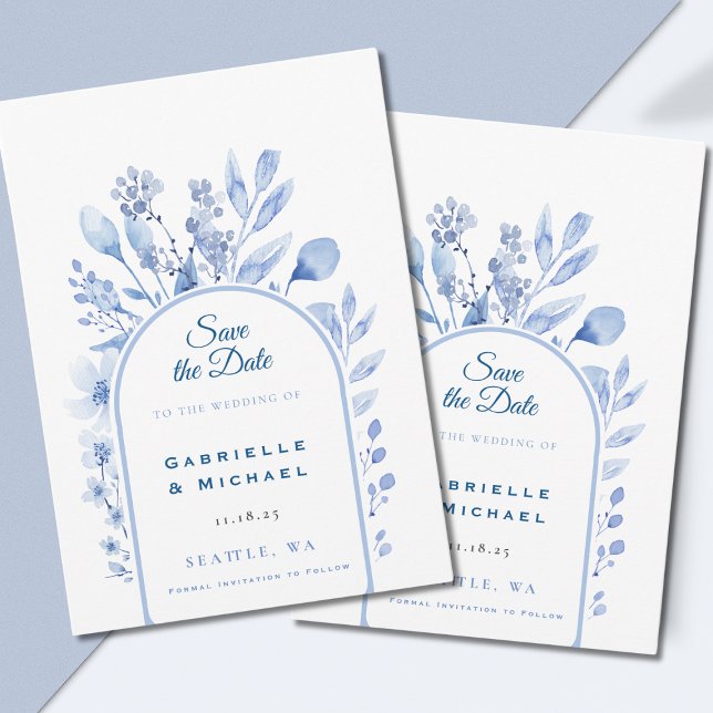 Delft Blue White Chinoiserie Floral Pattern  Save The Date (Creator Uploaded)