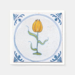 Delft Blue White Yellow Tulip Art paper napkin