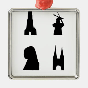 Delft dark silhouette metal ornament