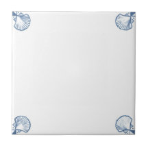 Delft Field Tile with Shell Corners