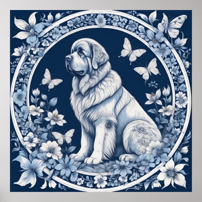 Delft Garden Newfoundland Deep Blue Poster (Front)