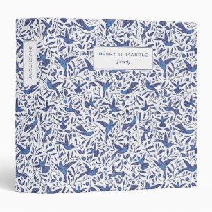 Delft Humming Birds & Leaves Pattern Office Binder