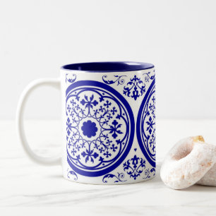 Delft Inspired Vintage Floral Art Coffee Mug