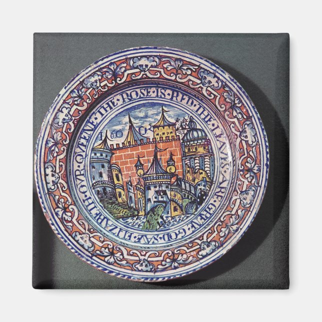 Delft plate with views of the Tower of London Magnet (Front)
