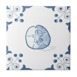 Delft Sand Dollar Tile with Scroll Corners