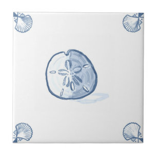 Delft Sand Dollar Tile with Shell Corners