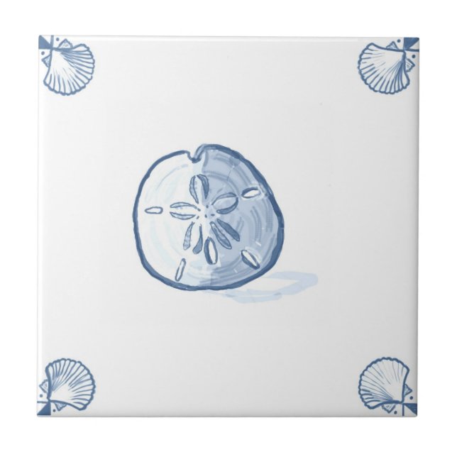 Delft Sand Dollar Tile with Shell Corners (Front)