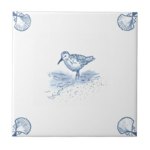 Delft Sandpiper Tile with Shell Corners