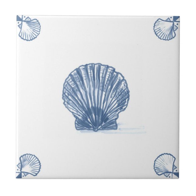 Delft Scallop Tile with Shell Corners (Front)