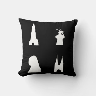 Delft silhouette on black throw pillow