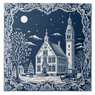Delft style winter/Christmas 7 Tile