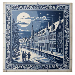 Delft style winter/Christmas 9 Tile