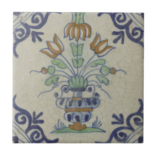 Delft Tile Antique Ceramic Flower Pot 