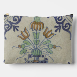Delft Tile Antique Ceramic Flower Pot  Accessory Pouch
