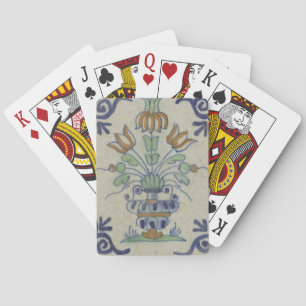 Delft Tile Antique Ceramic Flower Pot  Playing Cards