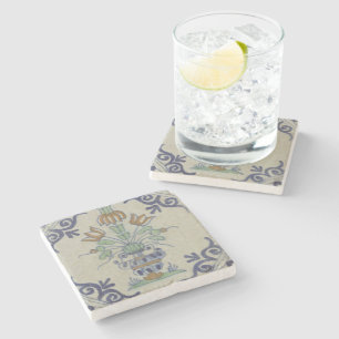 Delft Tile Antique Ceramic Flower Pot  Stone Coaster