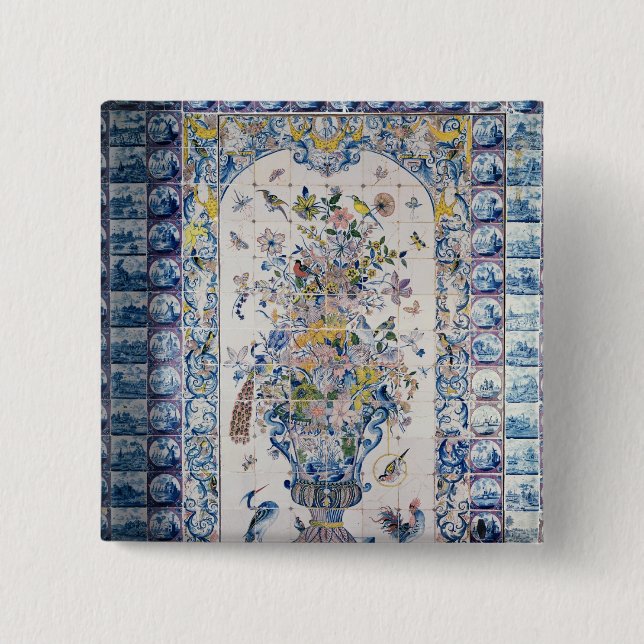 Delft tile panel from the bathroom 2 inch square button (Front)