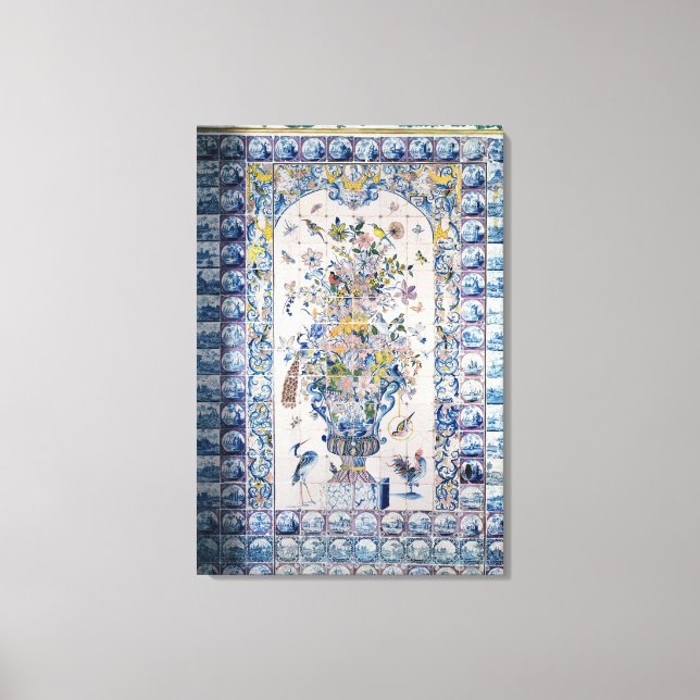 Delft tile panel from the bathroom canvas print (Front)