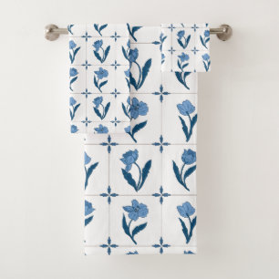 Delft Tile Pattern  Bath Towel Set