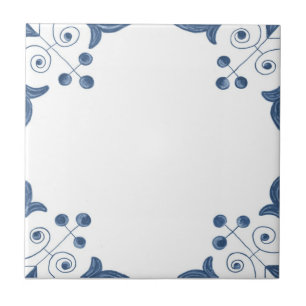 Delft Tile with Scroll Corners