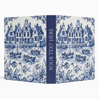 Delft Town & Fishing Harbour Cobalt Blue White  Binder