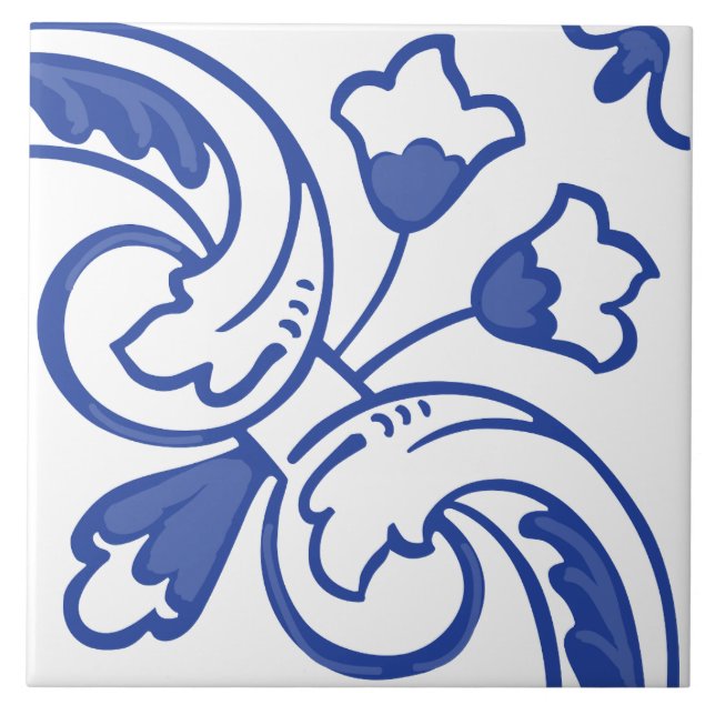 Delft Vine Blossom Tile (Front)