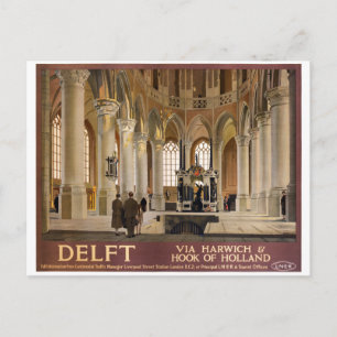 Delft Vintage Travel Poster Restored Postcard