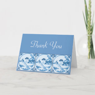 Delft Windmill Vintage Art Thank You Card