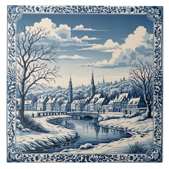 Delft winter/Christmas 8 style Tile (Front)